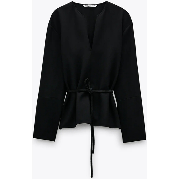 ZARA| BELTED TOP - Picture 1 of 8